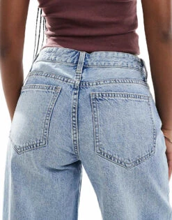 Bershka High Waisted Wide Leg Jeans In Light Wash Blue For Women -Chic Maze Sales 207166099 4