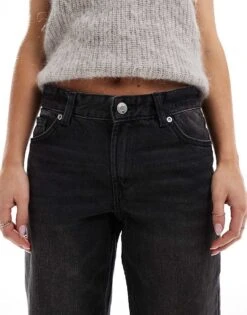 Bershka Petite Straight Leg Jeans In Washed Black For Women Black -Chic Maze Sales 207166400 5