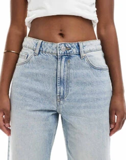Bershka High Waisted Baggy Wide Leg Jeans In Dirty Light Wash Blue For Women -Chic Maze Sales 207167022 5