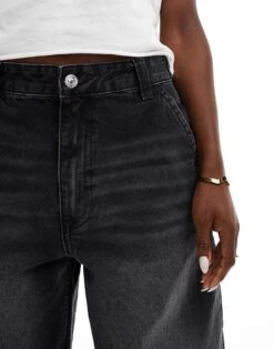 Bershka Baggy Skater Jeans In Washed Black For Women Black -Chic Maze Sales 207167023 5