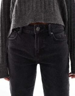 Bershka Petite Split Hem Flare Jean In Black For Women Black -Chic Maze Sales 207167062 5