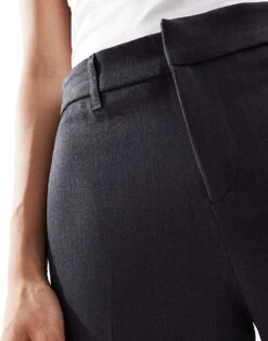 Bershka Petite Wide Leg Tailored Trouser In Charcoal For Women Grey -Chic Maze Sales 207167071 3