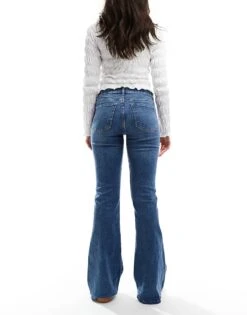 Bershka High Waisted Flared Jeans In Mid Wash Blue For Women -Chic Maze Sales 207167191 2