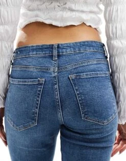 Bershka High Waisted Flared Jeans In Mid Wash Blue For Women -Chic Maze Sales 207167191 4