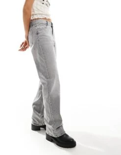 Bershka Straight Leg Jeans In Grey For Women -Chic Maze Sales 207167364 3