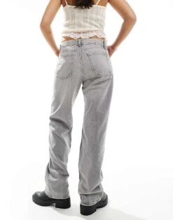 Bershka Straight Leg Jeans In Grey For Women -Chic Maze Sales 207167364 4