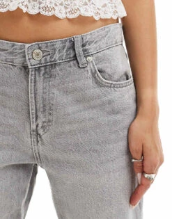 Bershka Straight Leg Jeans In Grey For Women -Chic Maze Sales 207167364 5