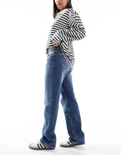 Bershka Straight Leg Jeans In Dark Wash For Women Blue -Chic Maze Sales 207167642 3