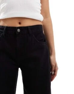 Bershka High Waisted Wide Leg Jeans In Black For Women Black -Chic Maze Sales 207167890 4