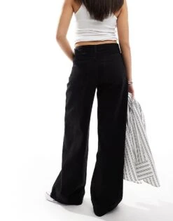 Bershka High Waisted Wide Leg Jeans In Black For Women Black -Chic Maze Sales 207167890 5