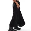 Bershka Tiered Maxi Skirt In Black For Women -Chic Maze Sales 207172261 1 black