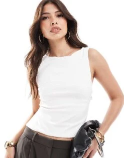 Bershka Longline Tie Back Top In White For Women -Chic Maze Sales 207174526 1 white 1