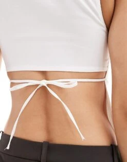 Bershka Longline Tie Back Top In White For Women -Chic Maze Sales 207174526 3