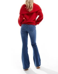 Bershka Petite High Waisted Flared Jeans In Light Wash Blue For Women -Chic Maze Sales 207226776 2