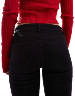 Bershka Petite High Waisted Flared Jeans In Black For Women Black -Chic Maze Sales 207226979 4