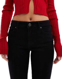 Bershka Petite High Waisted Flared Jeans In Black For Women Black -Chic Maze Sales 207226979 5