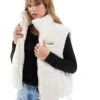 Bershka Shearling And Nylon Reversible Gilet In Ecru For Women -Chic Maze Sales 207228900 1 ecru