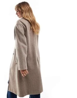 Bershka Oversized Tailored Coat In Taupe For Women -Chic Maze Sales 207228913 3