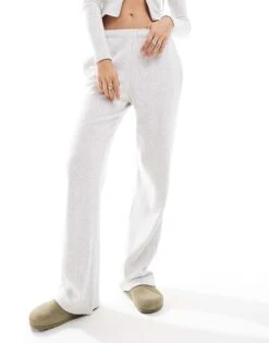 Bershka Wide Leg Co-ord Waffle Joggers In Grey For Women -Chic Maze Sales 207249797 2