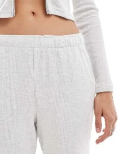 Bershka Wide Leg Co-ord Waffle Joggers In Grey For Women -Chic Maze Sales 207249797 3