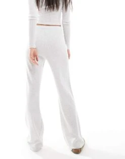 Bershka Wide Leg Co-ord Waffle Joggers In Grey For Women -Chic Maze Sales 207249797 4