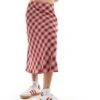 Bershka Midi Skirt In Red Check For Women -Chic Maze Sales 207249814 1 red