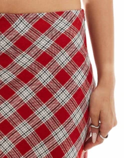 Bershka Midi Skirt In Red Check For Women -Chic Maze Sales 207249814 2