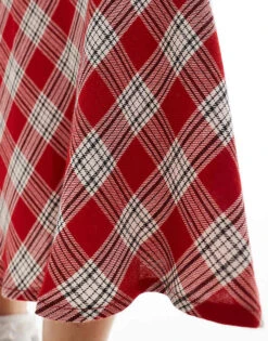 Bershka Midi Skirt In Red Check For Women -Chic Maze Sales 207249814 5