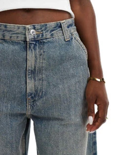 Bershka Baggy Skater Jeans In Dirty Mid Wash Blue For Women Blue -Chic Maze Sales 207271311 5