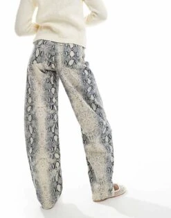 Bershka Balloon Jeans In Snakeskin Print For Women Blue -Chic Maze Sales 207271317 2