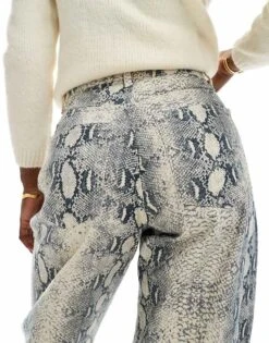 Bershka Balloon Jeans In Snakeskin Print For Women Blue -Chic Maze Sales 207271317 5