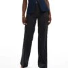 Bershka Wide Leg Tailored Trousers In Grey Check For Women Blue -Chic Maze Sales 207288428 1 blue