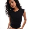 Bershka Padded Shoulder Polyamide Crop Top In Black For Women -Chic Maze Sales 207288658 1 black