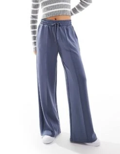 Bershka Tie Waist Wide Leg Joggers In Grey Blue For Women -Chic Maze Sales 207288659 1 grey 1