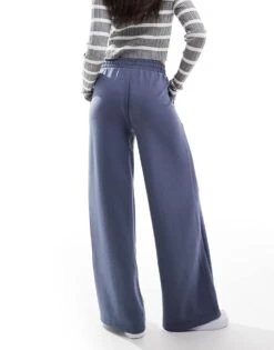 Bershka Tie Waist Wide Leg Joggers In Grey Blue For Women -Chic Maze Sales 207288659 4