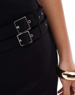 Bershka Buckle Detail Mini Dress In Black For Women -Chic Maze Sales 207289926 4