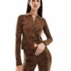 Bershka Knitted Polo Top Co-ord In Leopard Print For Women -Chic Maze Sales 207289943 1 leopard