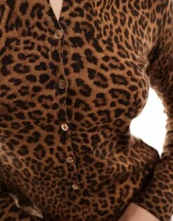 Bershka Knitted Polo Top Co-ord In Leopard Print For Women -Chic Maze Sales 207289943 4