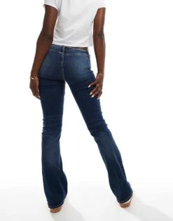Bershka Low Rise Flared Jeans In Indigo Wash For Women Blue -Chic Maze Sales 207289949 2