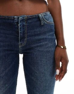 Bershka Low Rise Flared Jeans In Indigo Wash For Women Blue -Chic Maze Sales 207289949 3