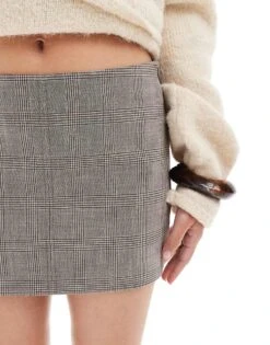 Bershka Tailored Skort In Grey Check For Women -Chic Maze Sales 207289964 3