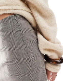 Bershka Tailored Skort In Grey Check For Women -Chic Maze Sales 207289964 5