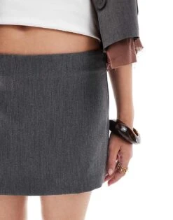 Bershka Tailored Skort In Charcoal For Women Grey -Chic Maze Sales 207289970 4