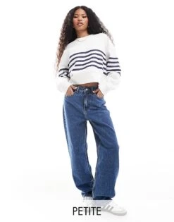 Bershka Petite Mom Jeans In Authentic Blue For Women -Chic Maze Sales 207289995 1 blue 1