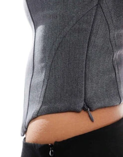 Bershka Tailored Strappy Corset Top In Grey For Women -Chic Maze Sales 207289996 2