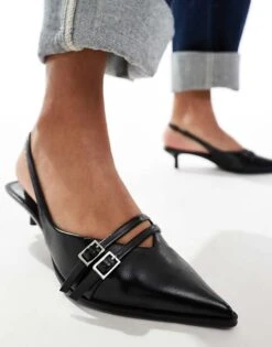 Bershka Buckle Detail Heeled Court Shoes In Black For Women -Chic Maze Sales 207297745 4