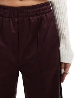 Bershka Wide Leg Piping Detail Sweatpants In Burgundy For Women Burgandy -Chic Maze Sales 207299759 4