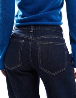 Bershka Clean Wide Leg Jeans In Authentic Dark Blue For Women -Chic Maze Sales 207299794 4