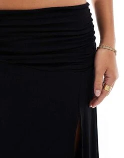 Bershka Draped Maxi Skirt In Black For Women -Chic Maze Sales 207299809 4