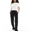 Bershka Petite Straight Leg Tailored Trousers In Black For Women Black -Chic Maze Sales 207299848 1 black